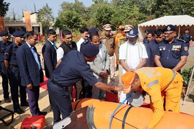 Governor Indrasena Reddy Nallu attended a demonstration by NDRF at Gukulnagar area of Sepahijala district on December 4.